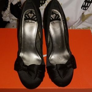 Fergalicious Black Satin Heels